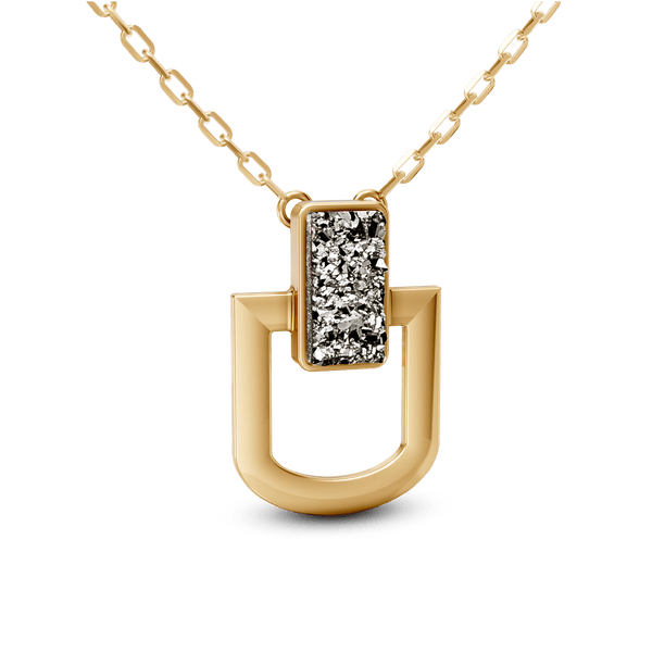 Colar Elos - Drusa Metalizada | Semijoia Banhada a Ouro 18K