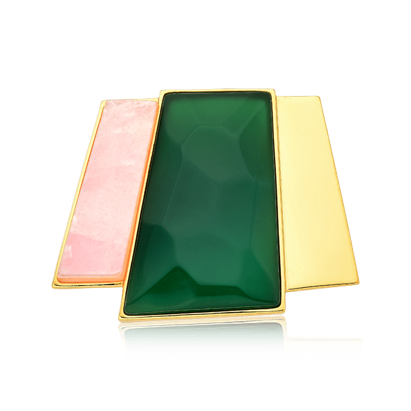 Pingente Cascata - Ágata Verde e Quartzo Rosa — Ouro 18K | Aimer Joias | semijoia feminina pedra natural
