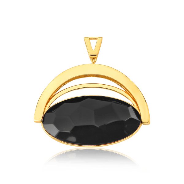 Pingente Ópera - Obsidiana Negra — Ouro 18K | Aimer Joias | semijoia feminina pedra natural