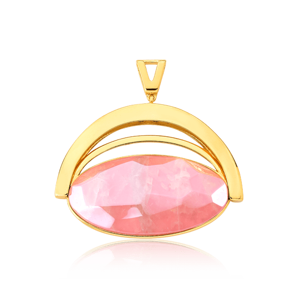 Pingente Ópera - Quartzo Rosa — Ródio Negro | Aimer Joias | semijoia feminina pedra natural