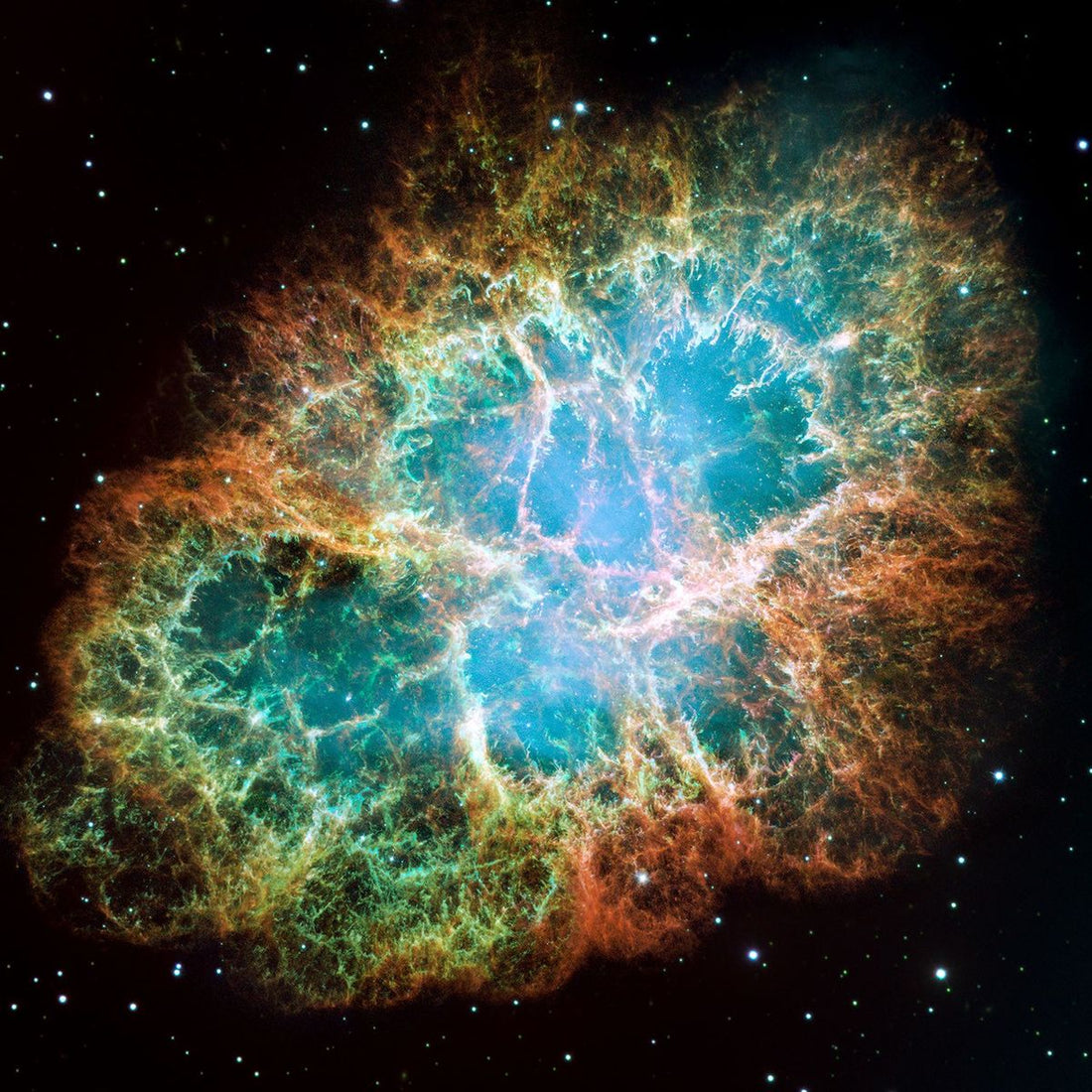 Nebulosa do Caranguejo, resquício de uma supernova — imagem do telescópio Hubble