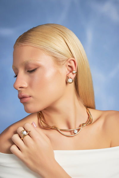 Colar Choker Aurora — Howlita Branca — ângulo 3