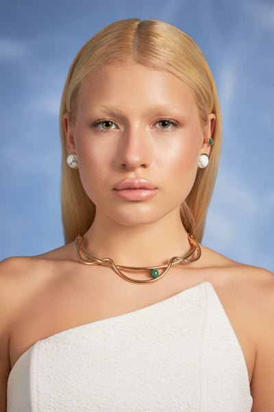 Colar Choker Aurora — Quartzo Verde — ângulo 3