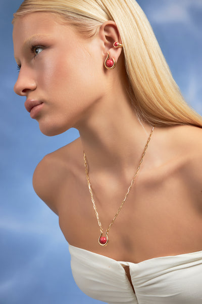 Colar Órbita — Feldspato Vermelho — ângulo 2