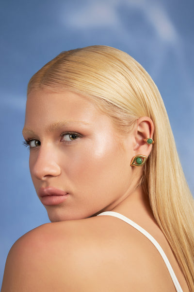 Ear Hook Supernova — Quartzo Verde — ângulo 4