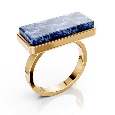 Anel Estrutura - Sodalita | Semijoia Banhada a Ouro 18K — ângulo 1