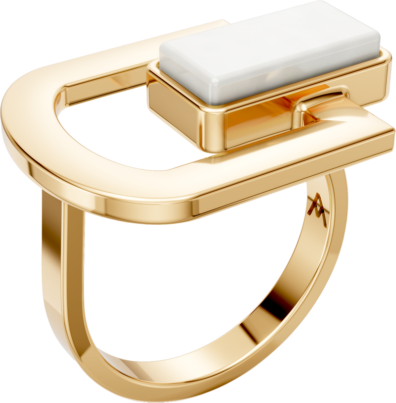 Anel Elos - Porcelana Branca | Semijoia Banhada a Ouro 18K