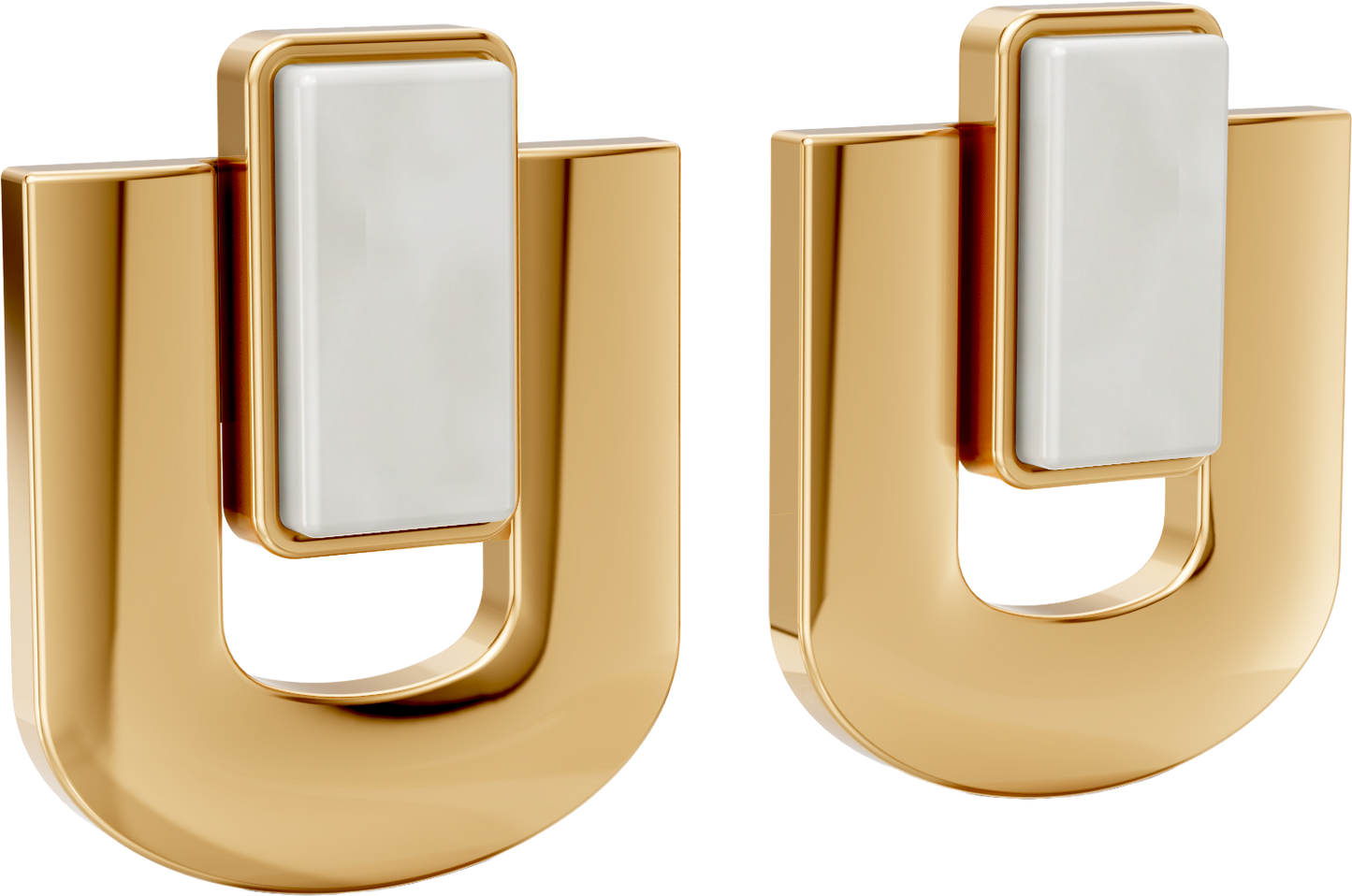 Brinco Estrutura - Porcelana Branca | Semijoia Banhada a Ouro 18K