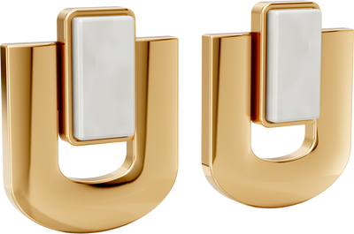 Brinco Estrutura - Porcelana Branca | Semijoia Banhada a Ouro 18K — ângulo 1