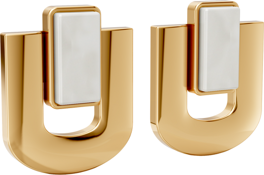 Brinco Estrutura - Porcelana Branca | Semijoia Banhada a Ouro 18K