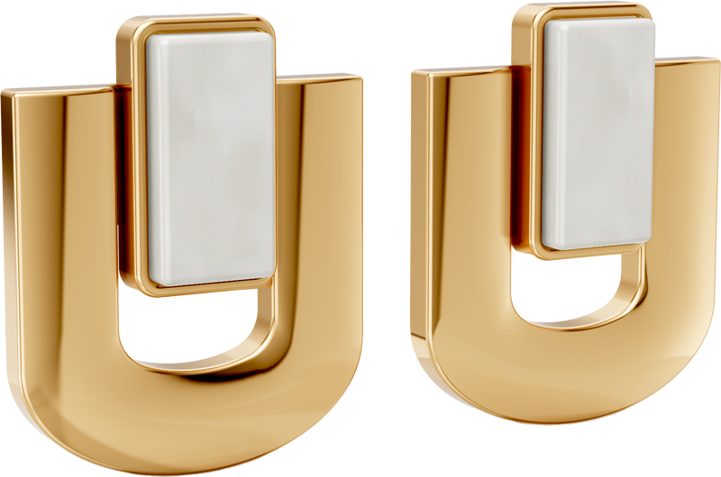 Brinco Estrutura - Porcelana Branca | Semijoia Banhada a Ouro 18K