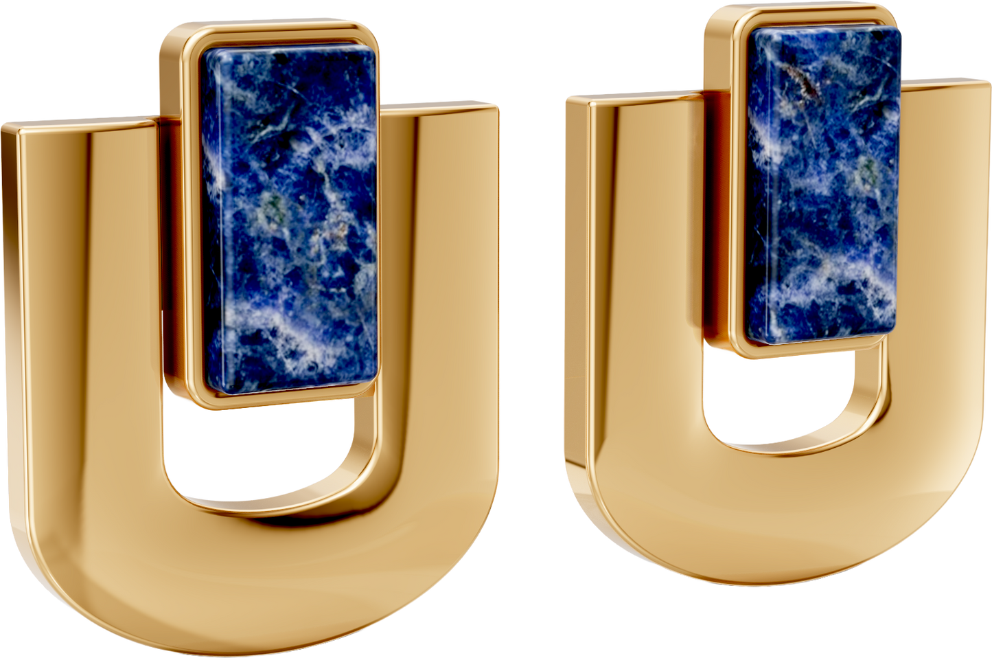 Brinco Estrutura - Sodalita | Semijoia Banhada a Ouro 18K
