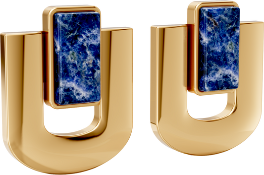 Brinco Estrutura - Sodalita | Semijoia Banhada a Ouro 18K