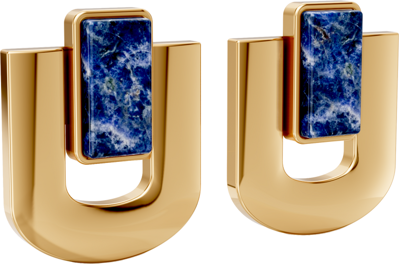Brinco Estrutura - Sodalita | Semijoia Banhada a Ouro 18K