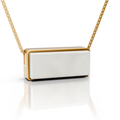 Colar Estrutura - Porcelana Branca | Semijoia Banhada a Ouro 18K — ângulo 1