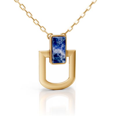 Colar Elos - Sodalita | Semijoia Banhada a Ouro 18K — ângulo 1
