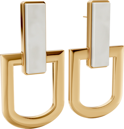 Brinco Elos - Porcelana Branca | Semijoia Banhada a Ouro 18K — ângulo 1