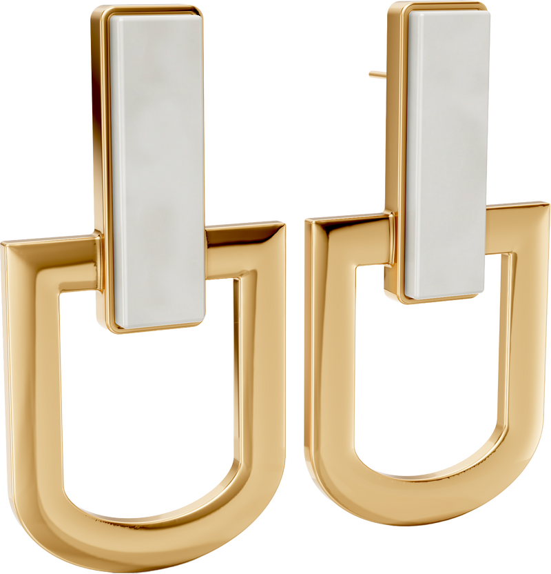 Brinco Elos - Porcelana Branca | Semijoia Banhada a Ouro 18K