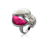 Anel Impacto - Quartzo Rutilo Grafite/Feldspato Rosa Pink/Porcelana Branca (sem foto)
