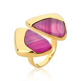 Anel Ailes Ágata Rosa Pink Listrada — Ouro 18k | Aimer