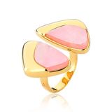 Anel Ailes Quartzo Rosa — Banho Ouro 18k | Aimer Joias