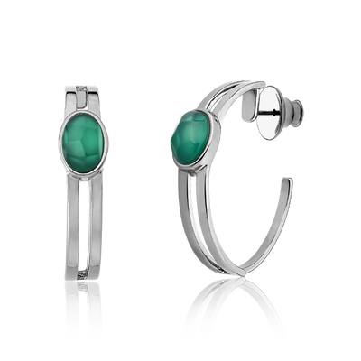 Argola Essencial Oval - Ágata Verde — ângulo 1