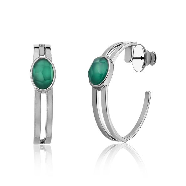 Argola Essencial Oval - Ágata Verde