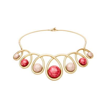 Colar Supernova — Feldspato Vermelho e Quartzo Rosa — ângulo 1