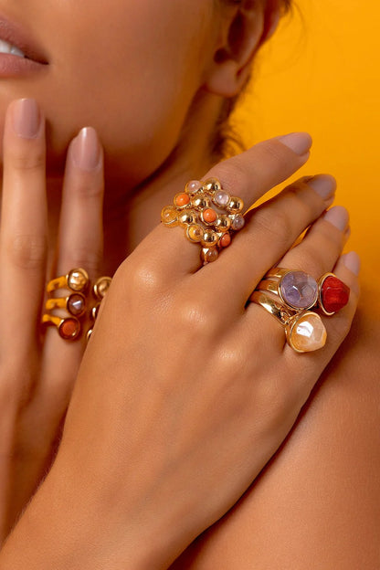 Aliança Ball - Citrino detalhe — Ouro 18K | Aimer Joias | anel semijoia pedra natural
