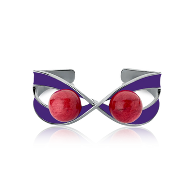 Bracelete Atração - Feldspato Vermelho / Esmaltado Roxo — ângulo 1