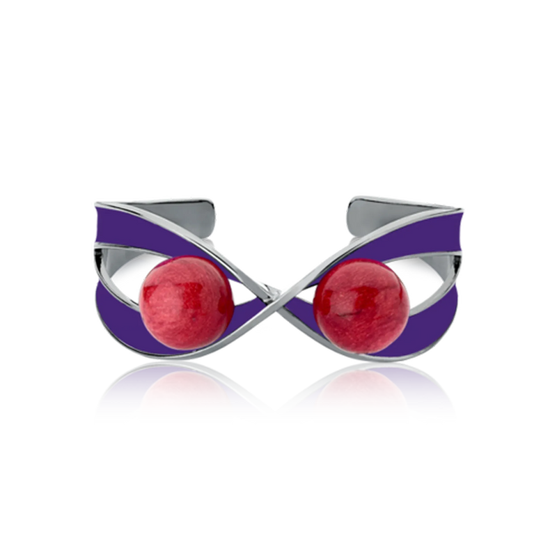 Bracelete Atração - Feldspato Vermelho / Esmaltado Roxo