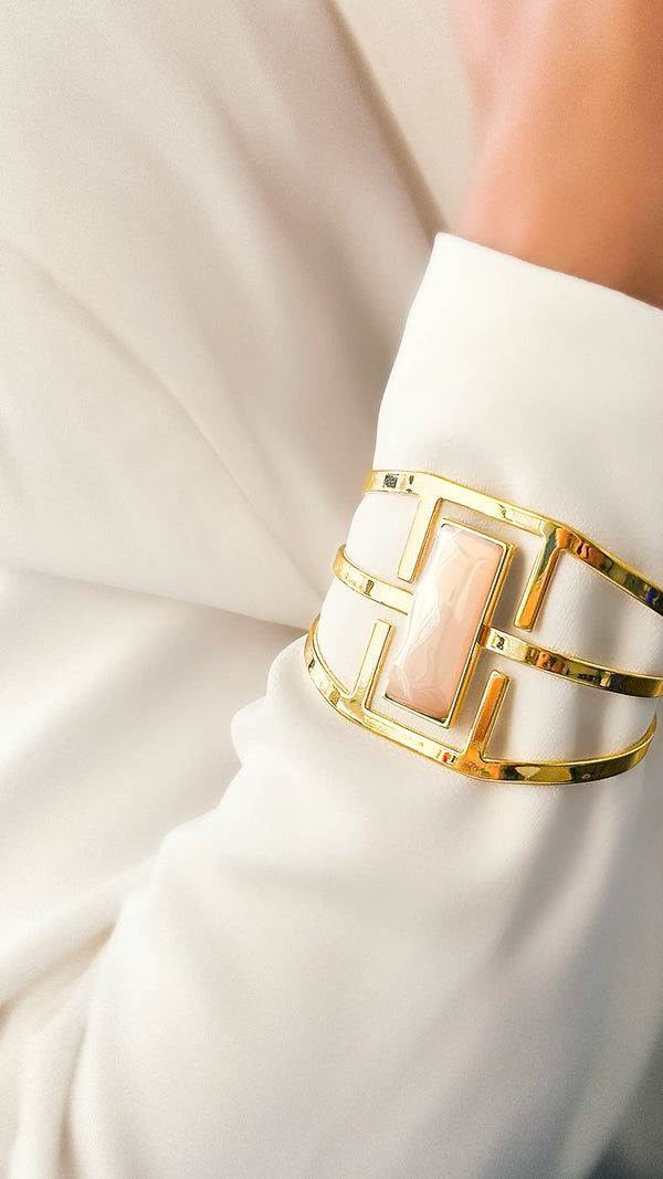 Bracelete Ópera - Ametista detalhe — Ouro 18K | Aimer Joias | pulseira semijoia pedra natural