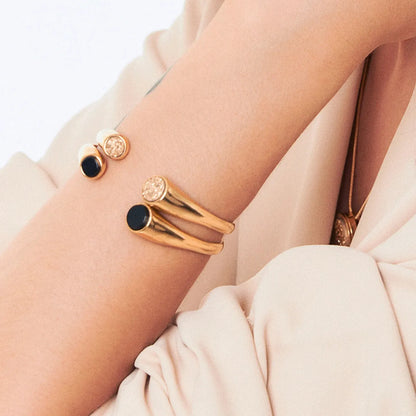 Bracelete Pocket Ball Drusa Ouro — detalhe da pedra natural brilhante | Aimer Joias