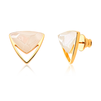 Brinco Equilíbrio - Ágata Branca Perolizada — Ouro 18K | Aimer Joias | brinco semijoia feminina pedra natural