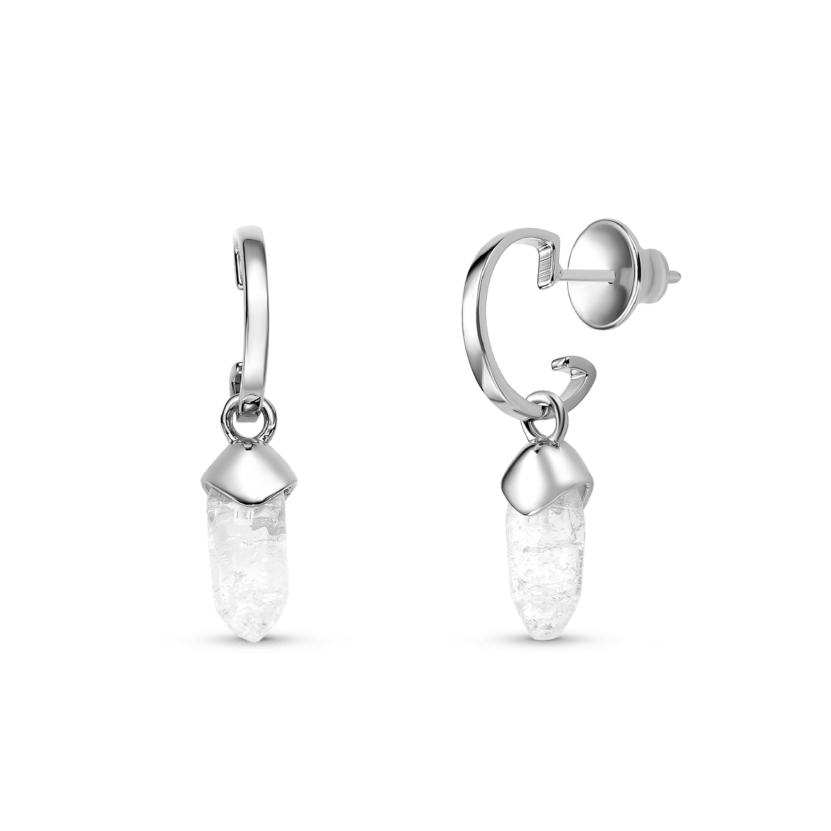 Brinco Bruma - Cristal de Rocha Ródio