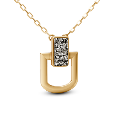 Colar Elos - Drusa Metalizada | Semijoia Banhada a Ouro 18K — ângulo 1