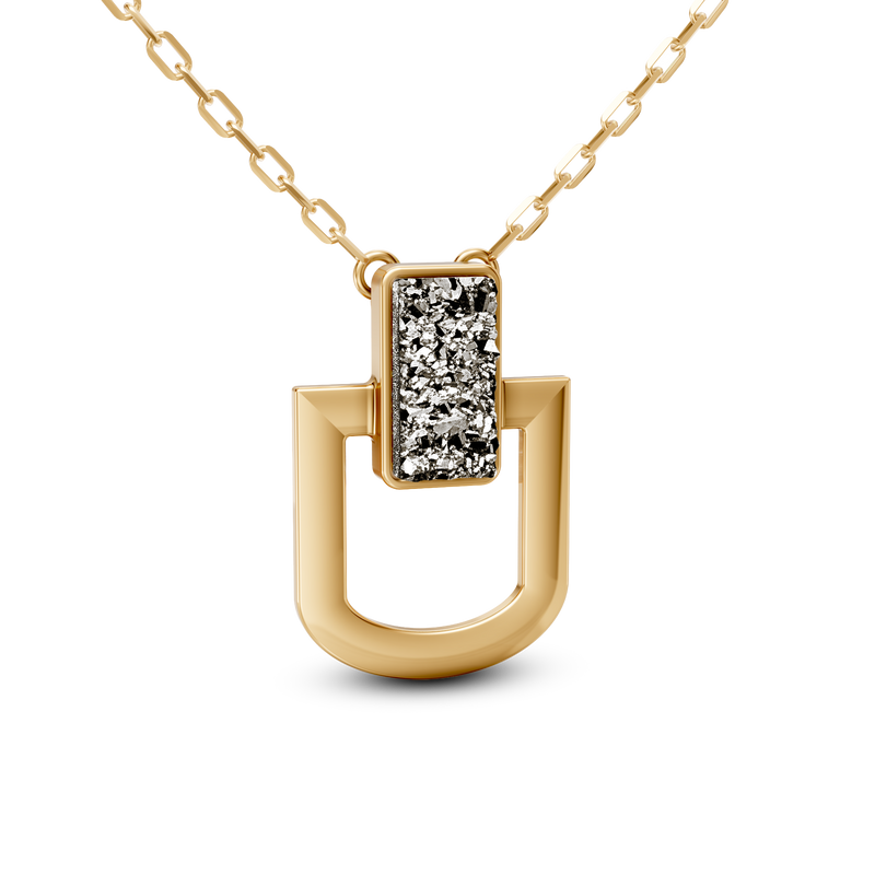Colar Elos - Drusa Metalizada | Semijoia Banhada a Ouro 18K