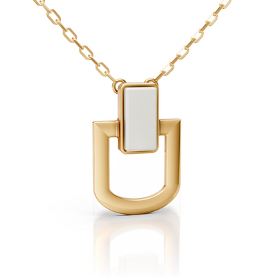 Colar Elos - Porcelana Branca | Semijoia Banhada a Ouro 18K — ângulo 1