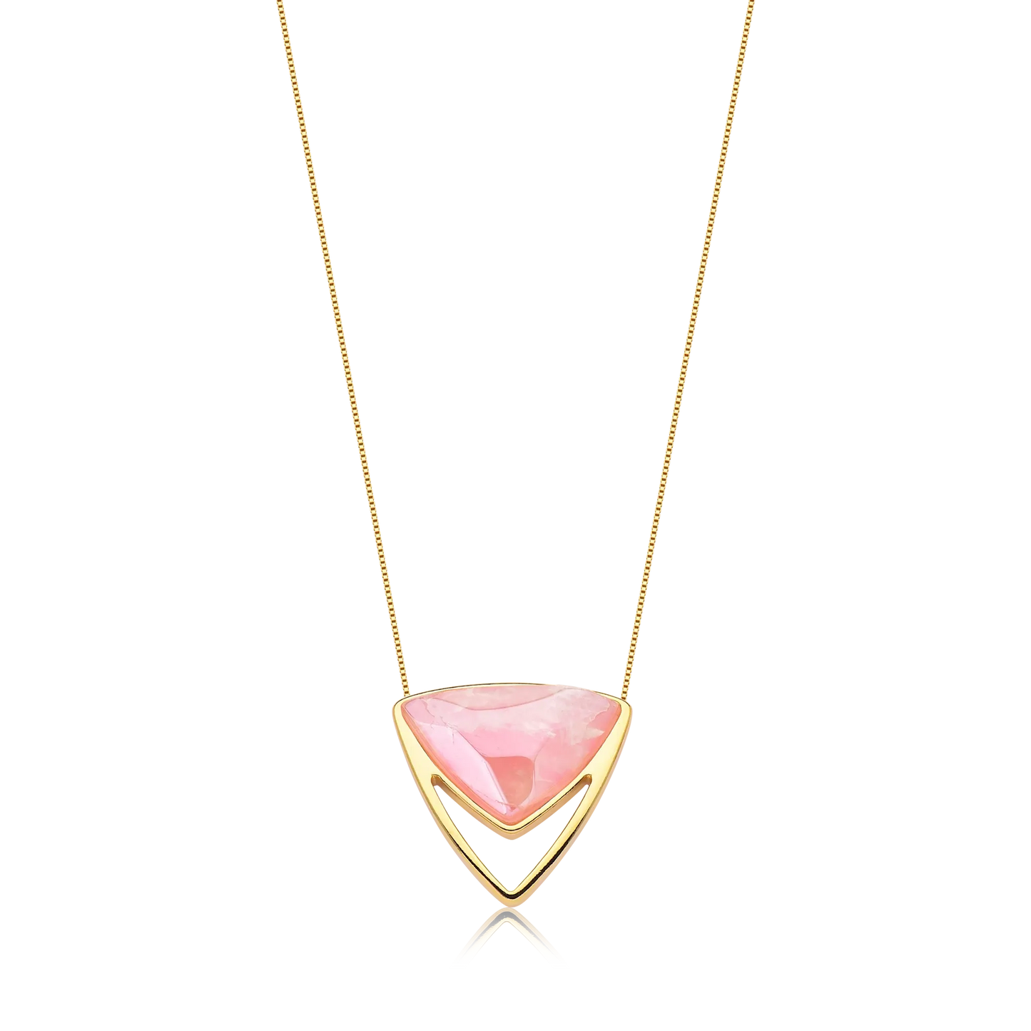 Colar Equilíbrio  Quartzo Rosa Banhado a Ouro 18k