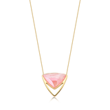 Colar Equilíbrio  Quartzo Rosa Banhado a Ouro 18k
