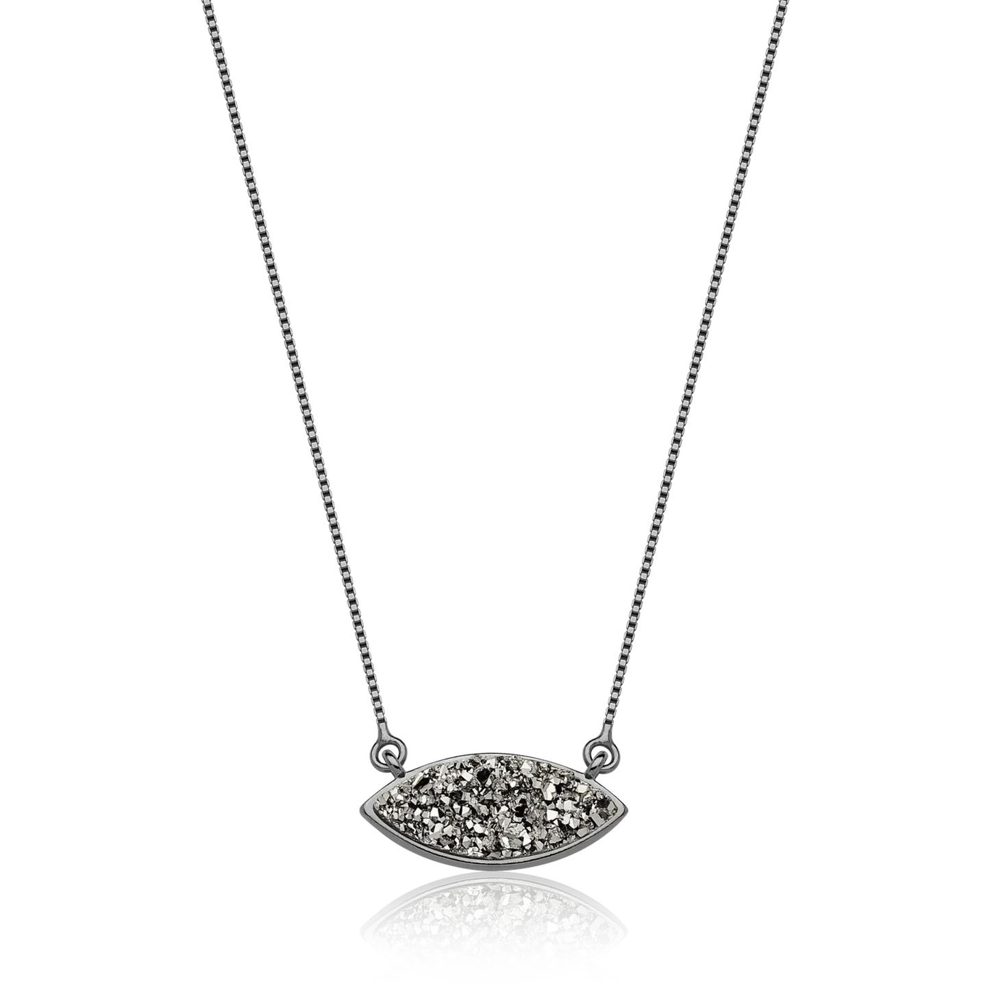 Colar Pétala - Drusa Platina — Ouro 18K | Aimer Joias | semijoia feminina pedra natural