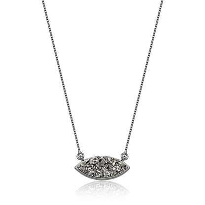 Colar Pétala - Drusa Platina — Ouro 18K | Aimer Joias | semijoia feminina pedra natural