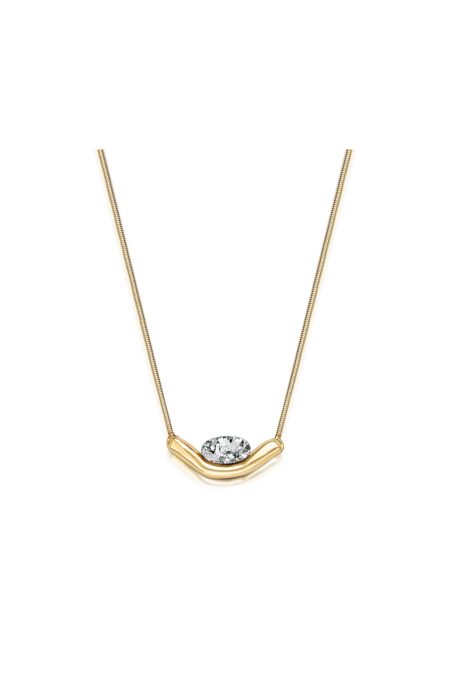 Colar Sentir com Drusa Platina em Banho de Ouro 18K para iluminar, energizar e adicionar um toque de sofisticação ao seu dia.