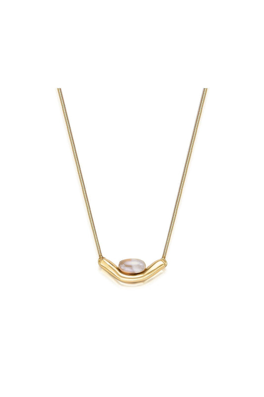 Colar Sentir com Ágata Cinza Listrada em Banho de Ouro 18K para atrair harmonia, proteção e clareza para a sua jornada.