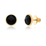 Brinco Classic - Obsidiana Negra — Ouro 18K | Aimer Joias | brinco semijoia feminina pedra natural