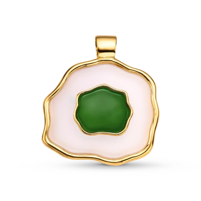 Pingente Ixchel - Ágata Branca e Ágata Verde — ângulo 1