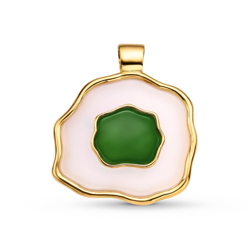 Pingente Ixchel - Ágata Branca e Ágata Verde