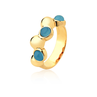 Aliança Ball - Ágata Azul Céu — Ouro 18K | Aimer Joias | semijoia feminina pedra natural