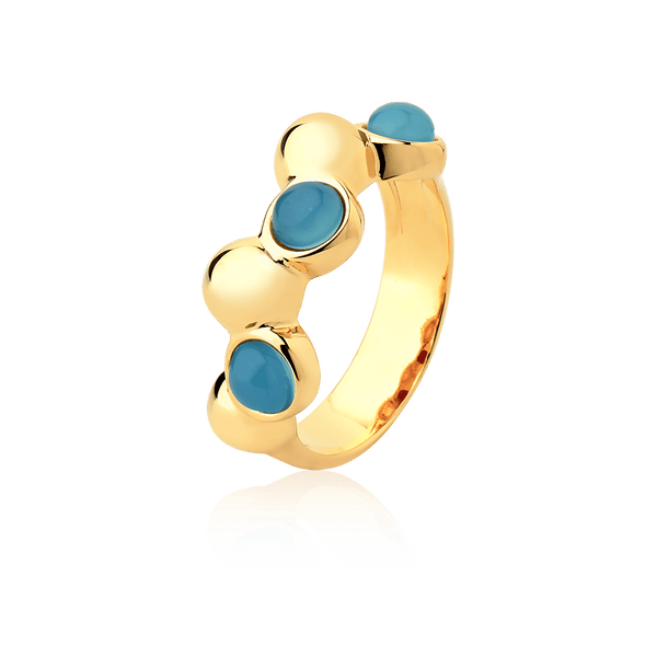 Aliança Ball - Ágata Azul Céu — Ouro 18K | Aimer Joias | semijoia feminina pedra natural