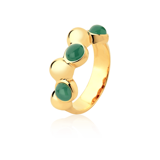 Aliança Ball - Ágata Verde — Ouro 18K | Aimer Joias | semijoia feminina pedra natural